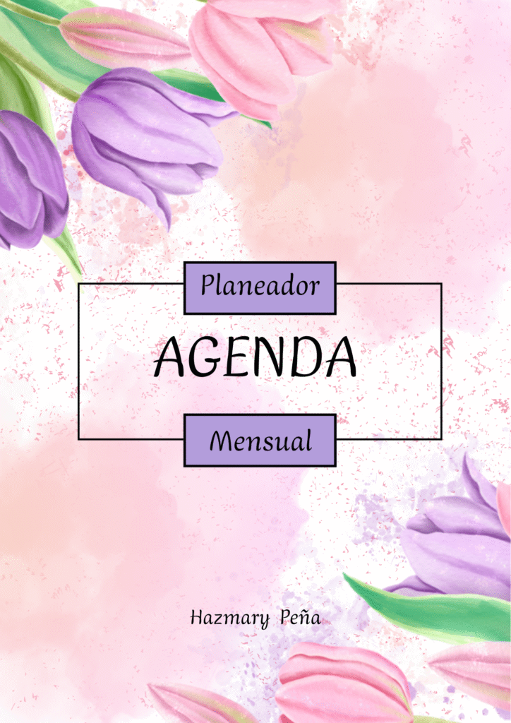 Agenda mensual de flores rosa